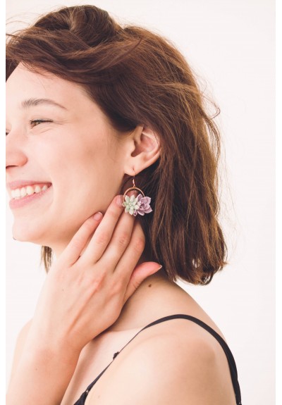 Succulents rose gold earrings