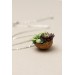 Green and Dark Violet Succulent Nutshell Necklace