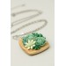 Succulent Necklace With Wooden Pendant
