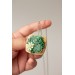 Succulent Necklace With Wooden Pendant