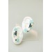 Green, Blue, and White Succulent Cuff Earring