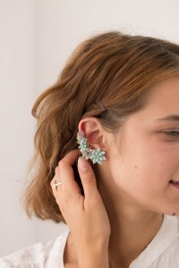 Succulent Echeveria Cuff earrings Grey Blue Purple Succulents dangle earrings, unique floral jewelry, design from EtenIren