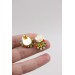 Green, Orange, and Beige Succulent Stud Earrings