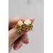 Green, Orange, and Beige Succulent Stud Earrings