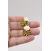 Green, Orange, and Beige Succulent Stud Earrings