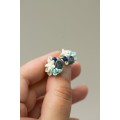 Blue, Beige, and Green Succulent Stud Earrings