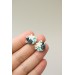Blue, Beige, and Green Succulent Stud Earrings