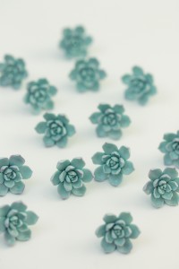 Handmade Blue Succulent Earrings – Studs or Clip-ons, Hypoallergenic Polymer Clay