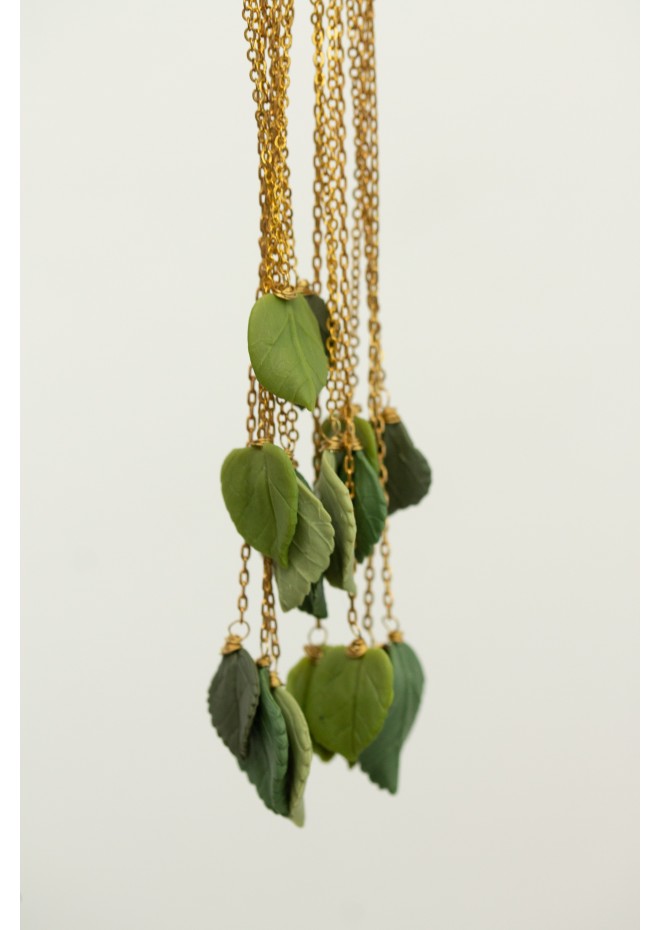 Handmade Green Gold Leaf Ear Cuff – Elegant & Lightweight