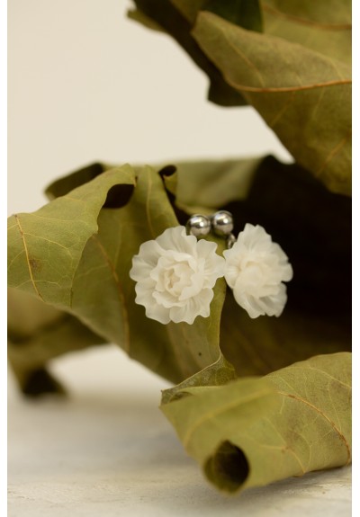 White & Semi-Transparent Flower Earrings – Handmade & Lightweight