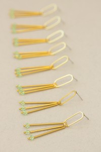 Minimalist Gold Geometric Earrings with Green or Purple Gemstones