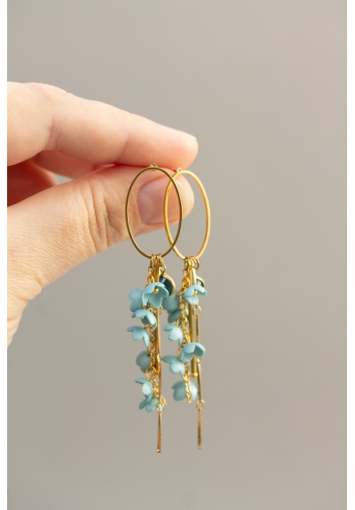 Elegant Blue Floral Earrings – Handmade & Lightweight