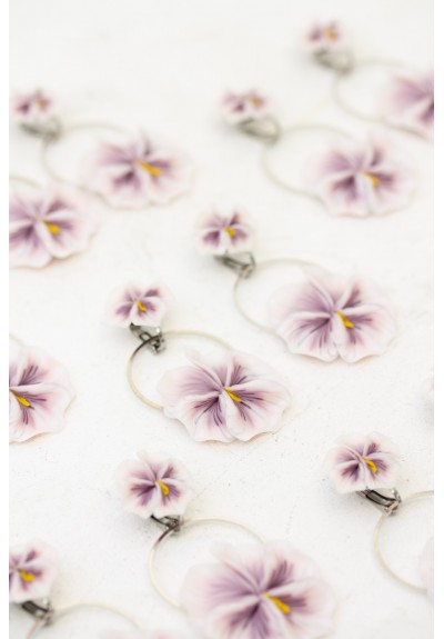 Handmade Pansy Clip-On Earrings – Adjustable Floral Jewelry