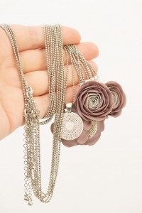 Handmade Ranunculus Flower Necklace – Mocha Mousse Statement Jewelry
