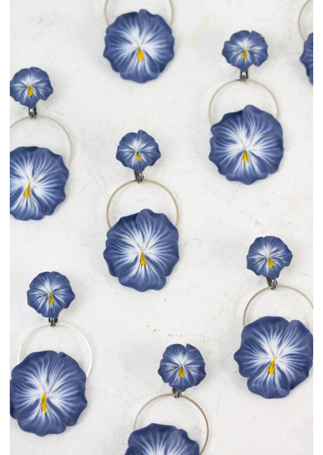 Handmade Pansy Clip-On Earrings – Lightweight & Adjustable