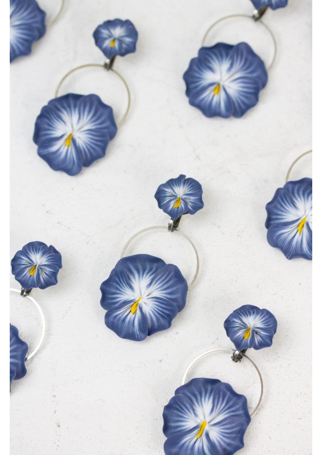 Handmade Pansy Clip-On Earrings – Lightweight & Adjustable