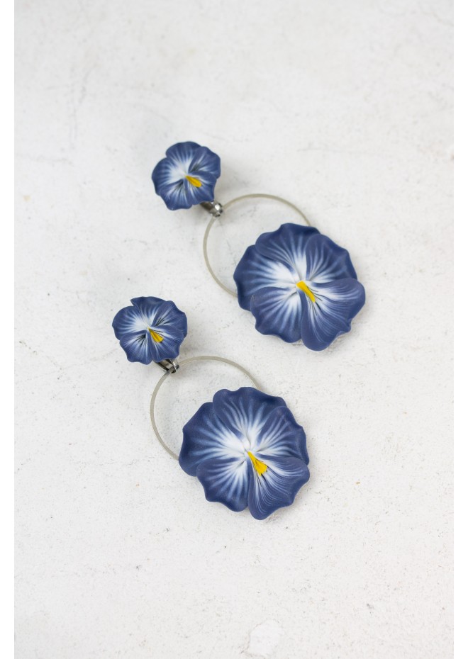 Handmade Pansy Clip-On Earrings – Lightweight & Adjustable