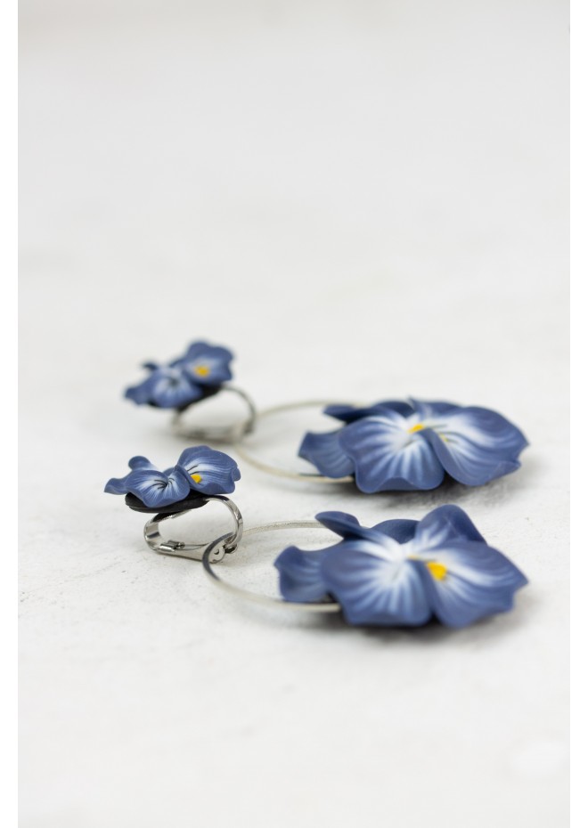 Handmade Pansy Clip-On Earrings – Lightweight & Adjustable