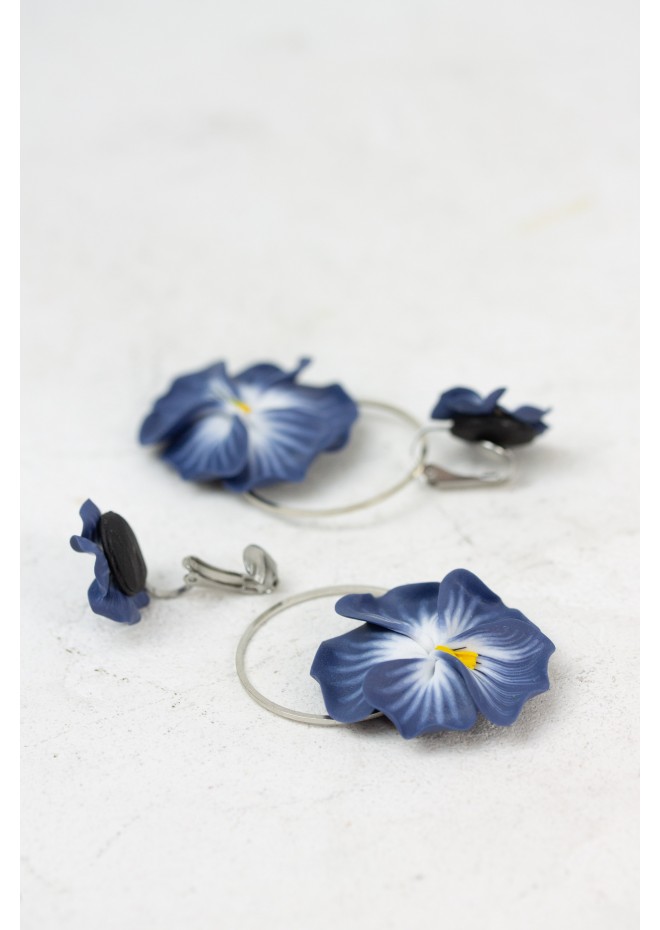 Handmade Pansy Clip-On Earrings – Lightweight & Adjustable