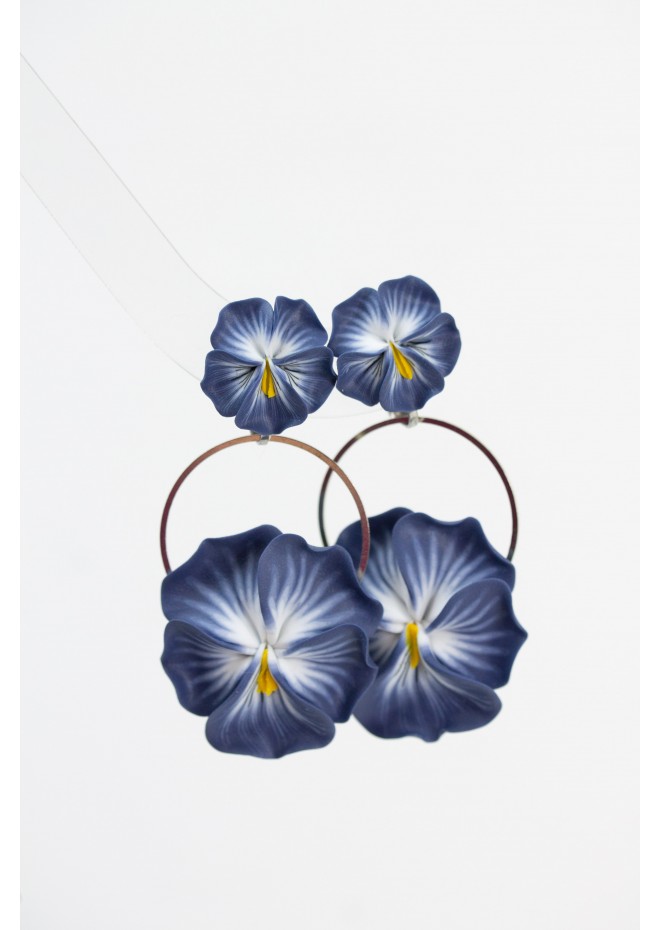 Handmade Pansy Clip-On Earrings – Lightweight & Adjustable