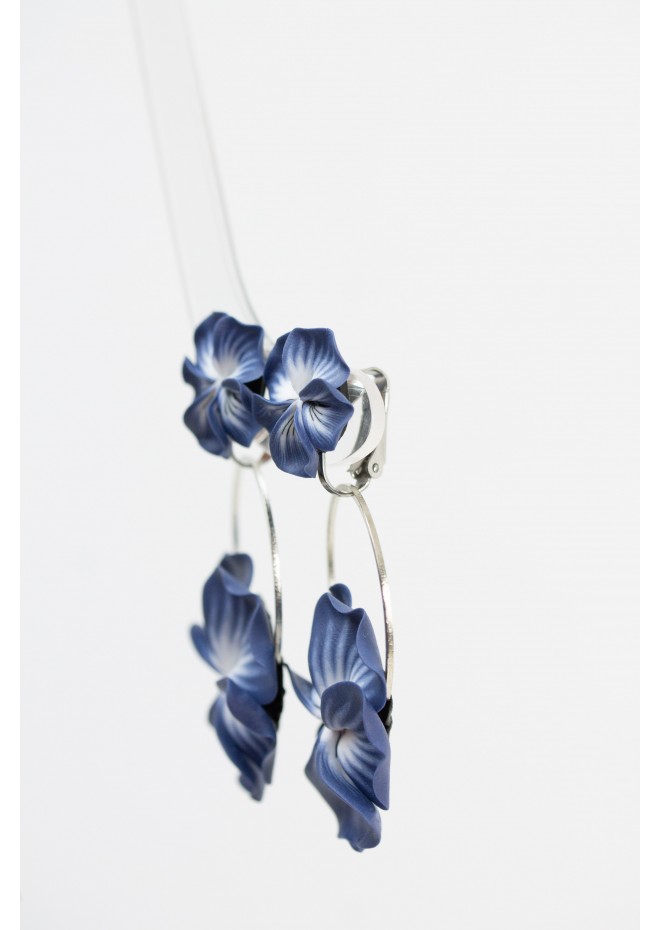 Handmade Pansy Clip-On Earrings – Lightweight & Adjustable