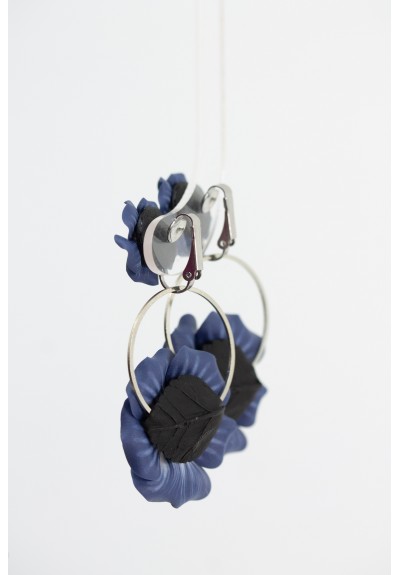 Blue Handmade Pansy Clip-On Earrings – Adjustable Floral Jewelry