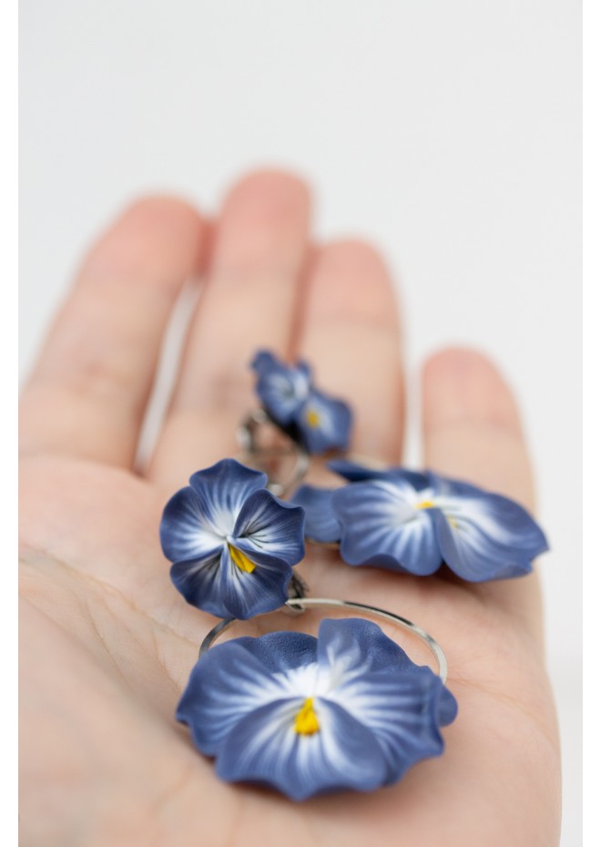 Handmade Pansy Clip-On Earrings – Lightweight & Adjustable