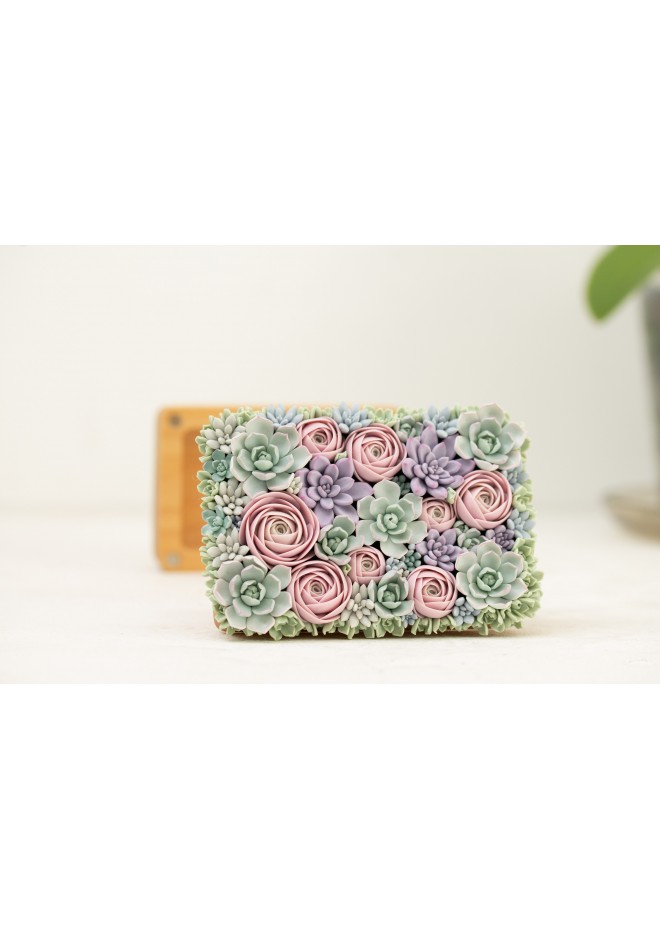 Handcrafted Wooden Jewelry Box with Pastel Succulents – EtenIren