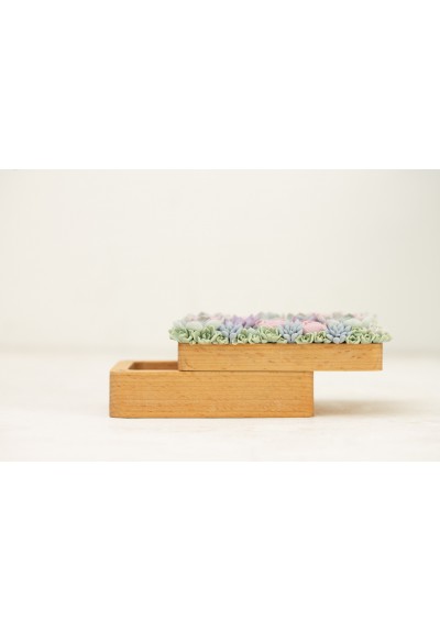 Handcrafted Wooden Jewelry Box with Pastel Polymer Clay Succulents​