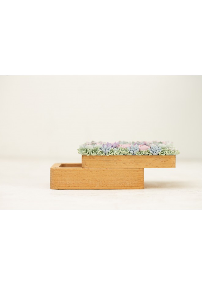 Handcrafted Wooden Jewelry Box with Pastel Succulents – EtenIren