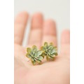 Handmade Mini Succulent Earrings – Green & Orange Clay Studs | Eteniren Jewelry