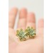 Handmade Mini Succulent Earrings – Green & Orange Clay Studs | Eteniren Jewelry