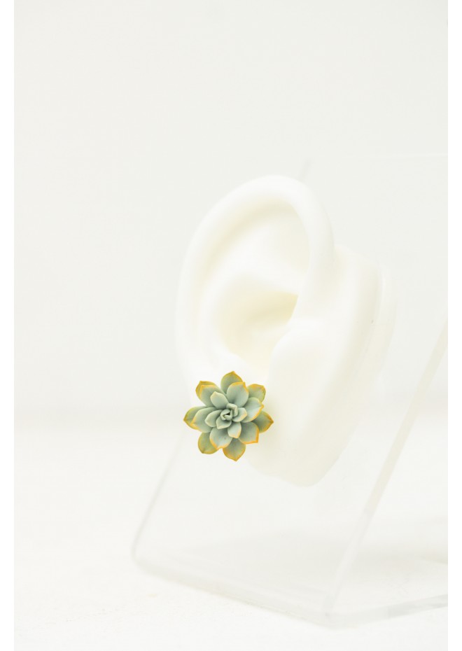 Handmade Mini Succulent Earrings – Green & Orange Clay Studs | Eteniren Jewelry