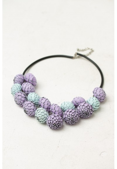 Lilac & Sky Blue Statement Necklace | One-of-a-Kind Handmade Polymer Clay Jewelry