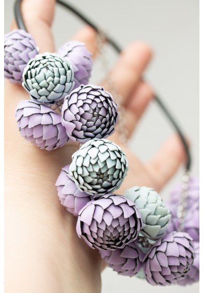 Lilac & Sky Blue Statement Necklace | One-of-a-Kind Handmade Polymer Clay Jewelry