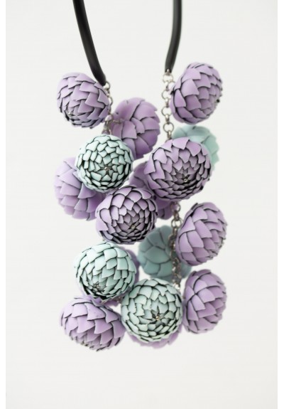 Lilac & Sky Blue Statement Necklace | One-of-a-Kind Handmade Polymer Clay Jewelry