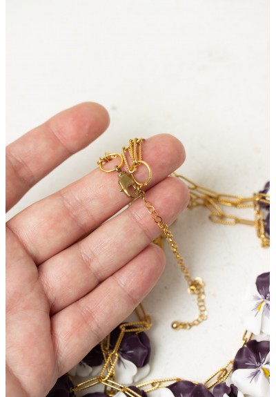 White & Violet Pansy Flower Necklace | Bold Handmade Statement Piece