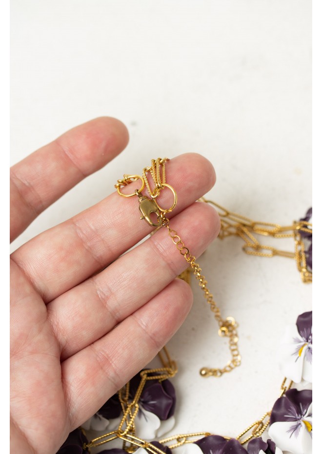 White & Violet Pansy Necklace – Handmade Statement Jewelry
