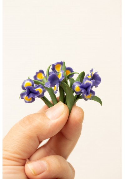 Blue Iris Clip-On Earrings | Handmade Floral Jewelry with Rose Gold Tone