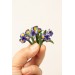 Blue Iris Clip-On Earrings – Handmade Floral Jewelry with Rose Gold