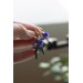 Blue Iris Clip-On Earrings – Handmade Floral Jewelry with Rose Gold