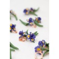 Blue Iris Clip-On Earrings – Handmade Floral Jewelry with Rose Gold
