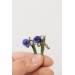 Blue Iris Clip-On Earrings – Handmade Floral Jewelry with Rose Gold