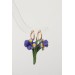 Blue Iris Clip-On Earrings – Handmade Floral Jewelry with Rose Gold
