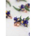 Blue Iris Clip-On Earrings – Handmade Floral Jewelry with Rose Gold