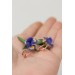 Blue Iris Clip-On Earrings – Handmade Floral Jewelry with Rose Gold