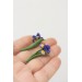 Blue Iris Clip-On Earrings – Handmade Floral Jewelry with Rose Gold