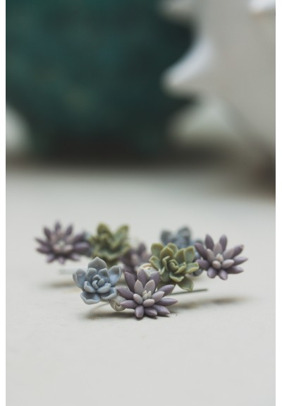 Succulent Garden Polymer Clay Ear Cuffs 