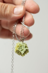 Succulent Bouquet Ball Necklace in Soft Green – Handmade Botanical Jewelry