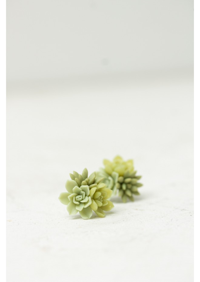 Succulent Bouquet Earrings | Green Handmade Studs